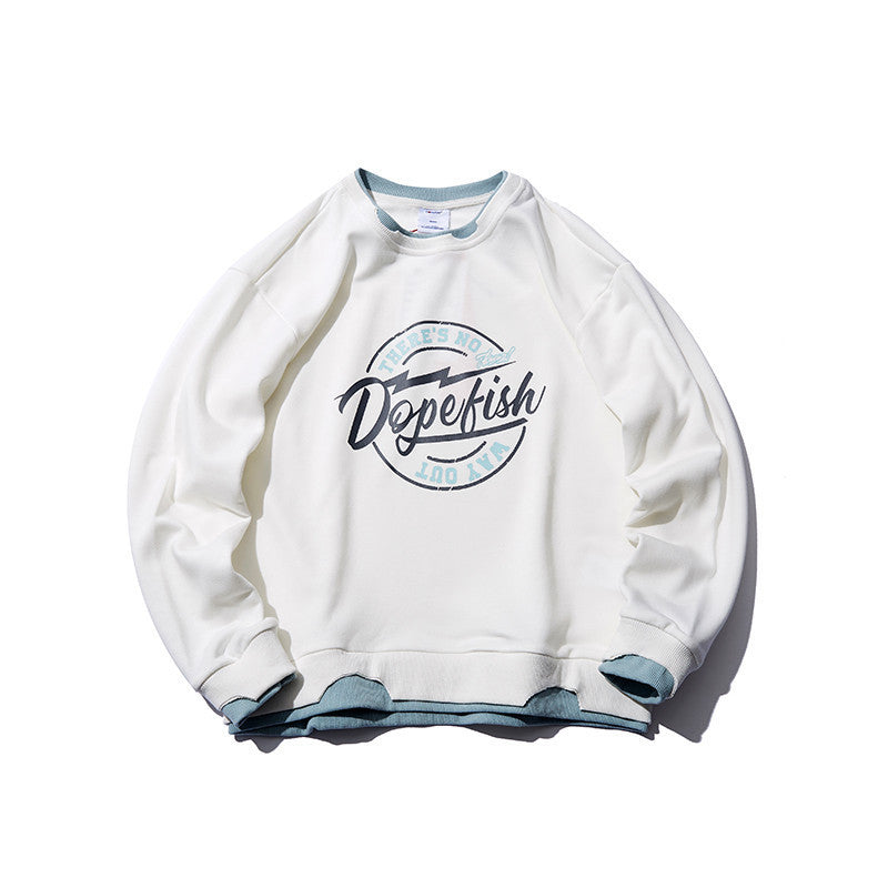 Neck Pullover Sweater Youth Men'S Three-Color Letter Printing Loose Tide Brand Bottoming Shirt