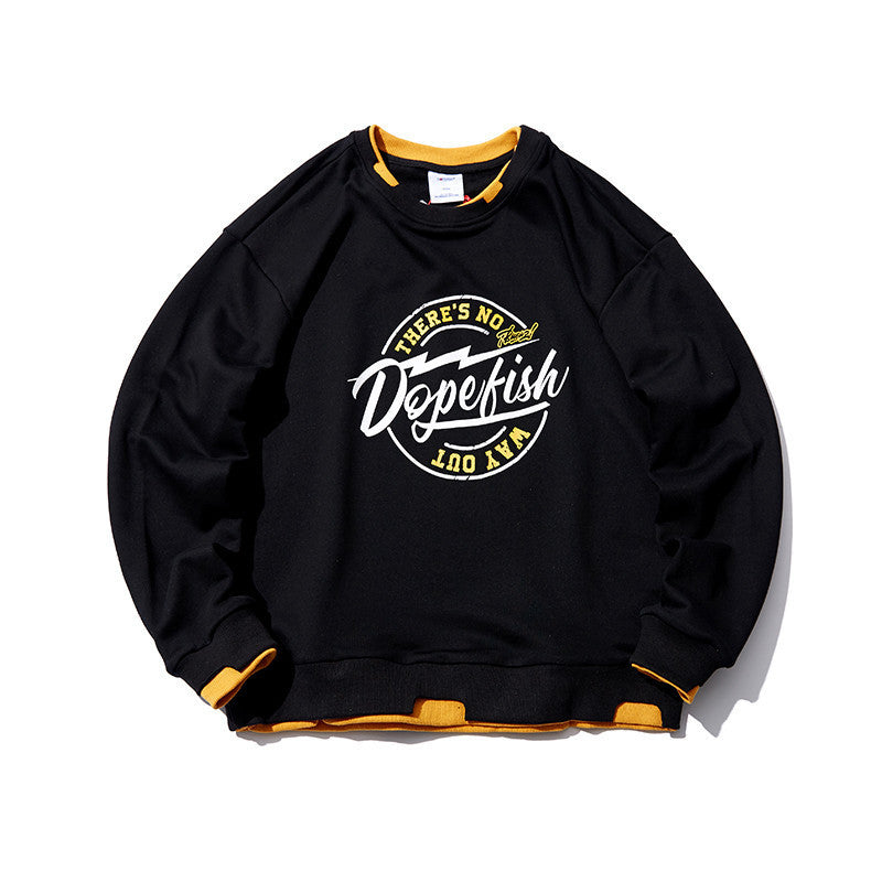 Neck Pullover Sweater Youth Men'S Three-Color Letter Printing Loose Tide Brand Bottoming Shirt