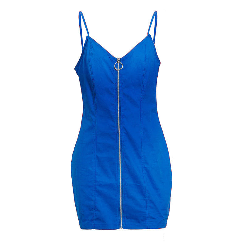 Round zipper bag hip sexy strap dress
