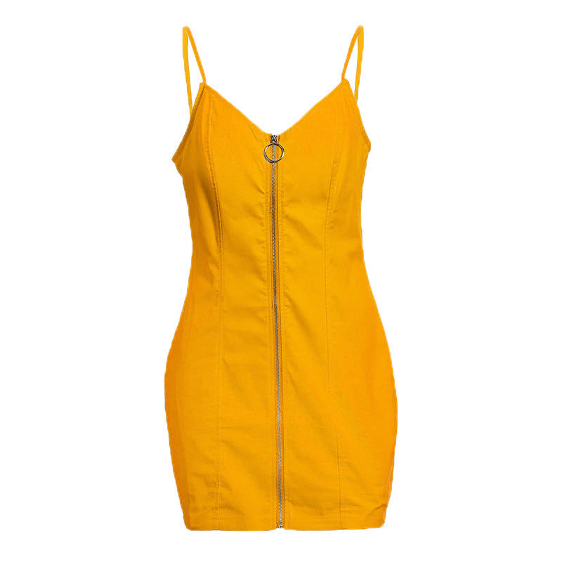 Round zipper bag hip sexy strap dress