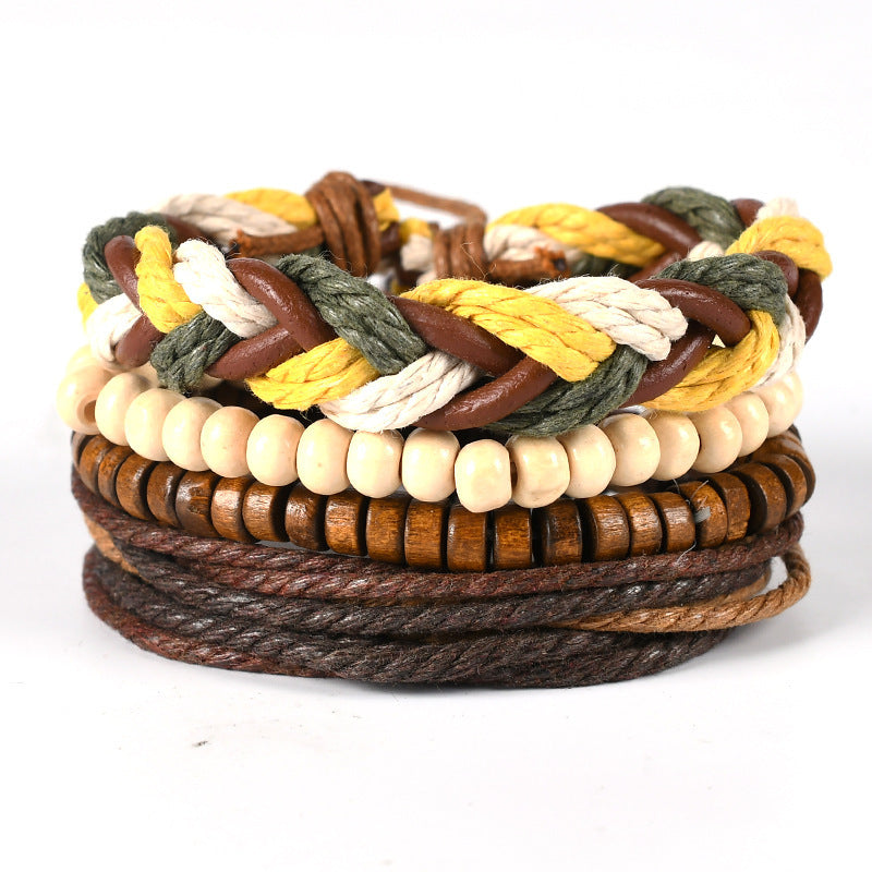 Handmade Bracelet Multi-layer Braided Leather Punk Bracelet Wristband Alloy Leather Bracelet Diy Foreign Trade Jewelry
