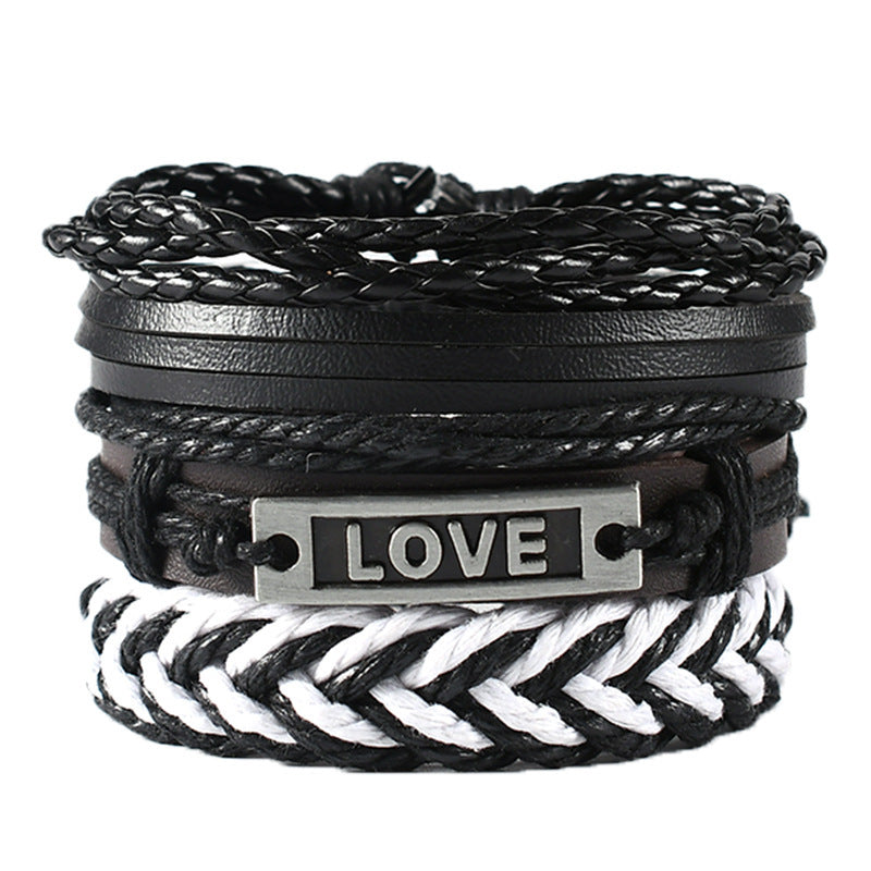 Handmade Bracelet Multi-layer Braided Leather Punk Bracelet Wristband Alloy Leather Bracelet Diy Foreign Trade Jewelry