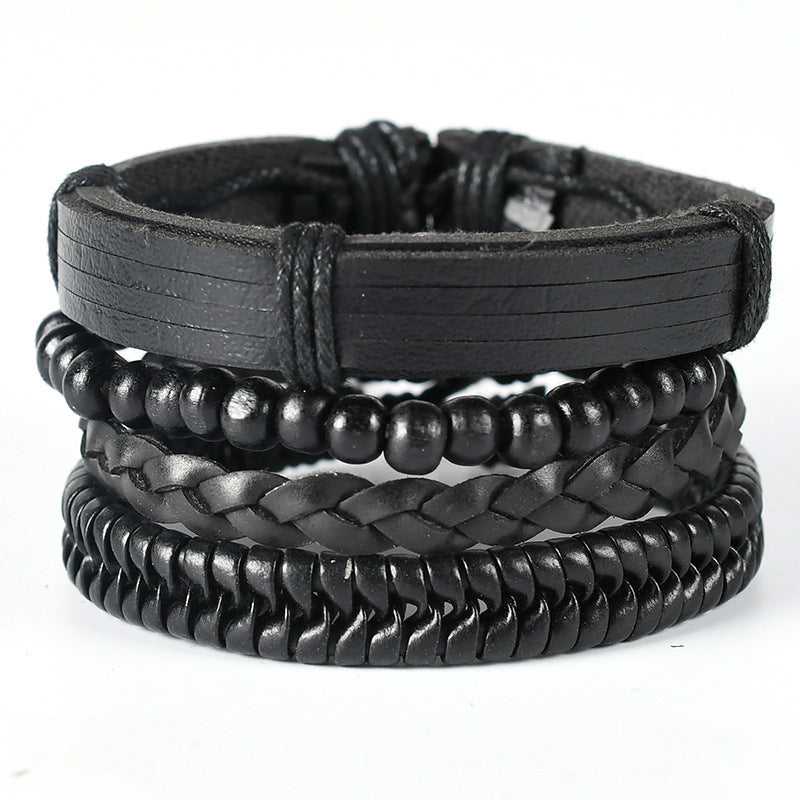 Handmade Bracelet Multi-layer Braided Leather Punk Bracelet Wristband Alloy Leather Bracelet Diy Foreign Trade Jewelry