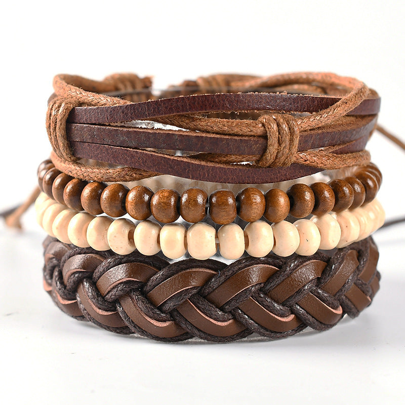 Handmade Bracelet Multi-layer Braided Leather Punk Bracelet Wristband Alloy Leather Bracelet Diy Foreign Trade Jewelry