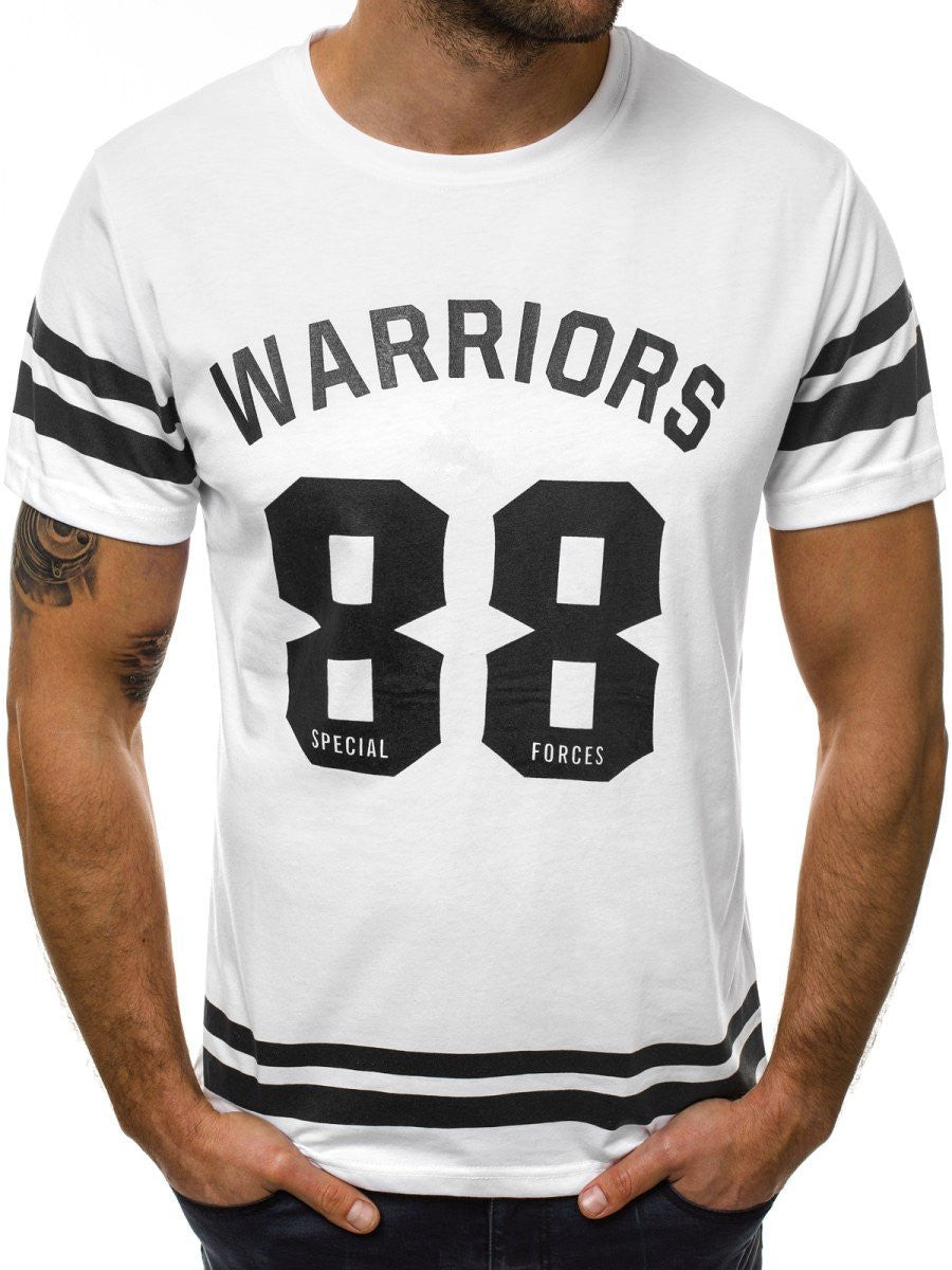 Men's New Fashion Sports Fitness T-shirt Men's Letter Round Neck Short Sleeve T-shirt