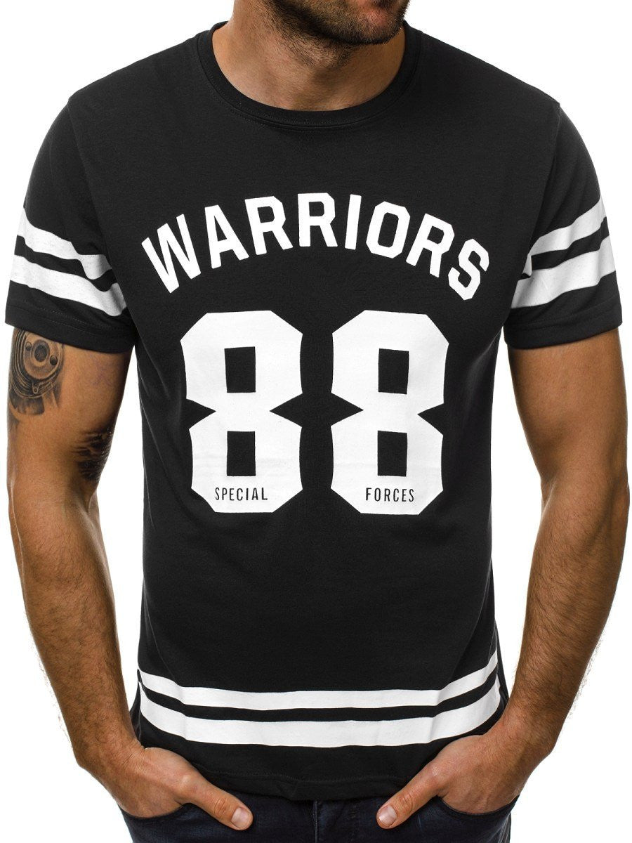 Men's New Fashion Sports Fitness T-shirt Men's Letter Round Neck Short Sleeve T-shirt