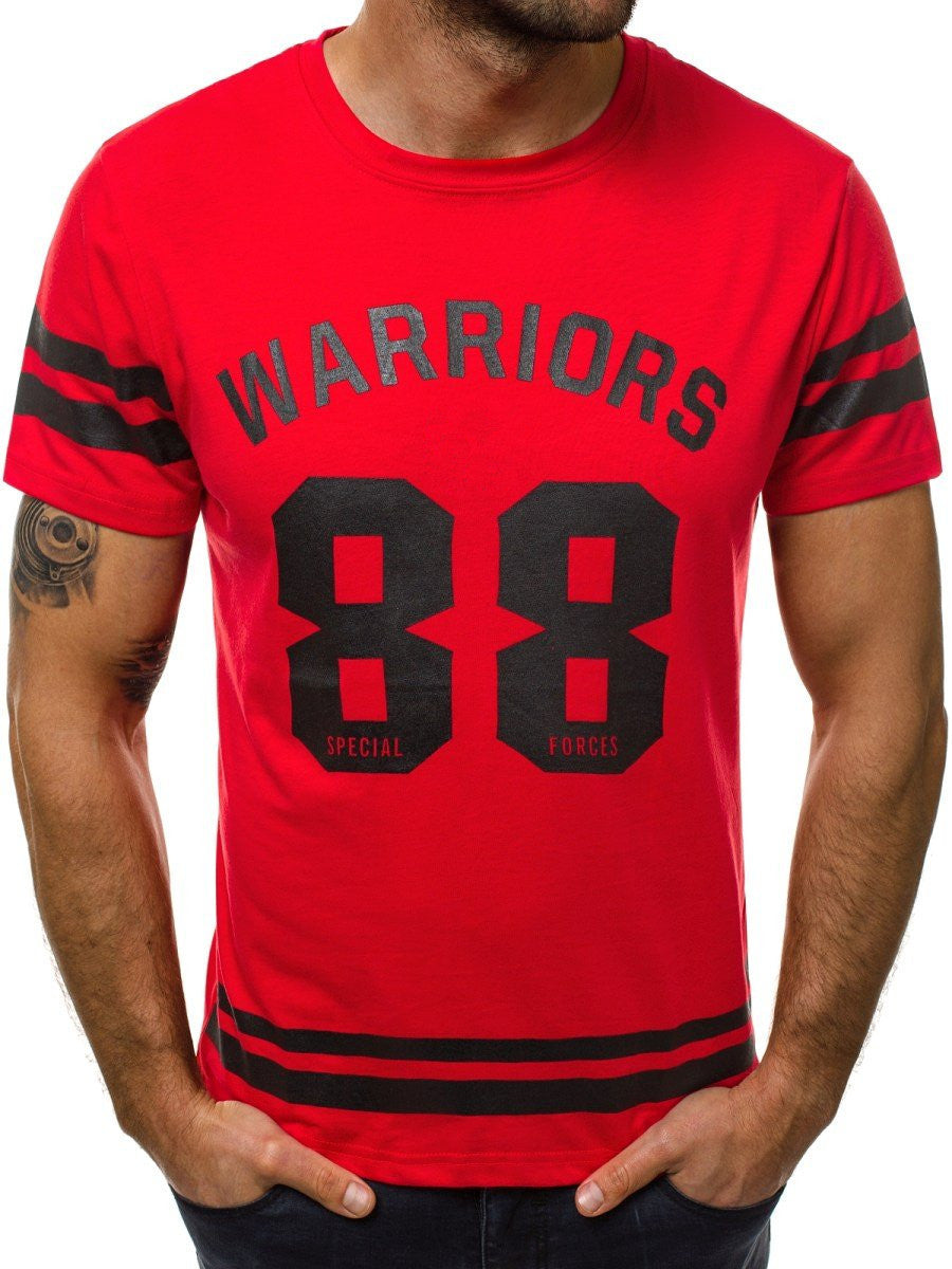 Men's New Fashion Sports Fitness T-shirt Men's Letter Round Neck Short Sleeve T-shirt
