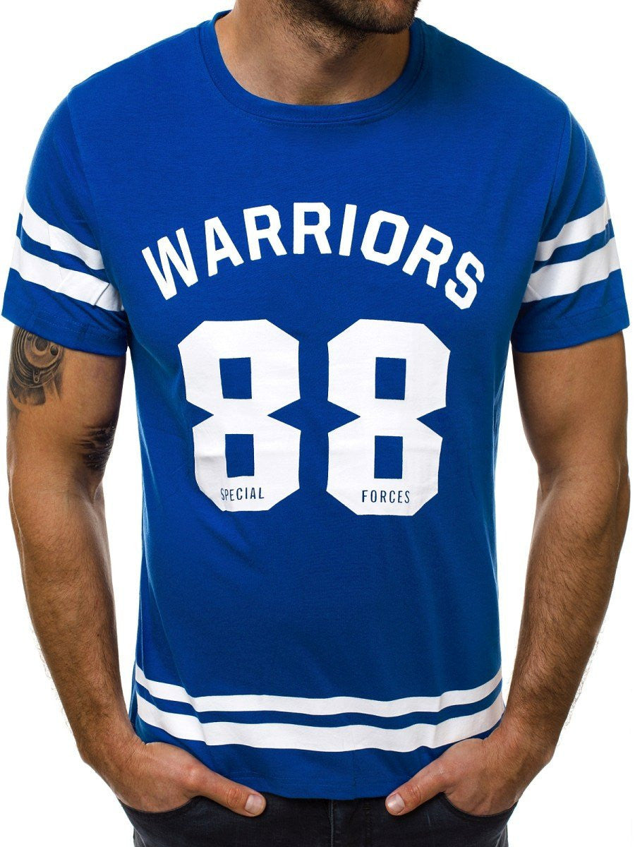 Men's New Fashion Sports Fitness T-shirt Men's Letter Round Neck Short Sleeve T-shirt