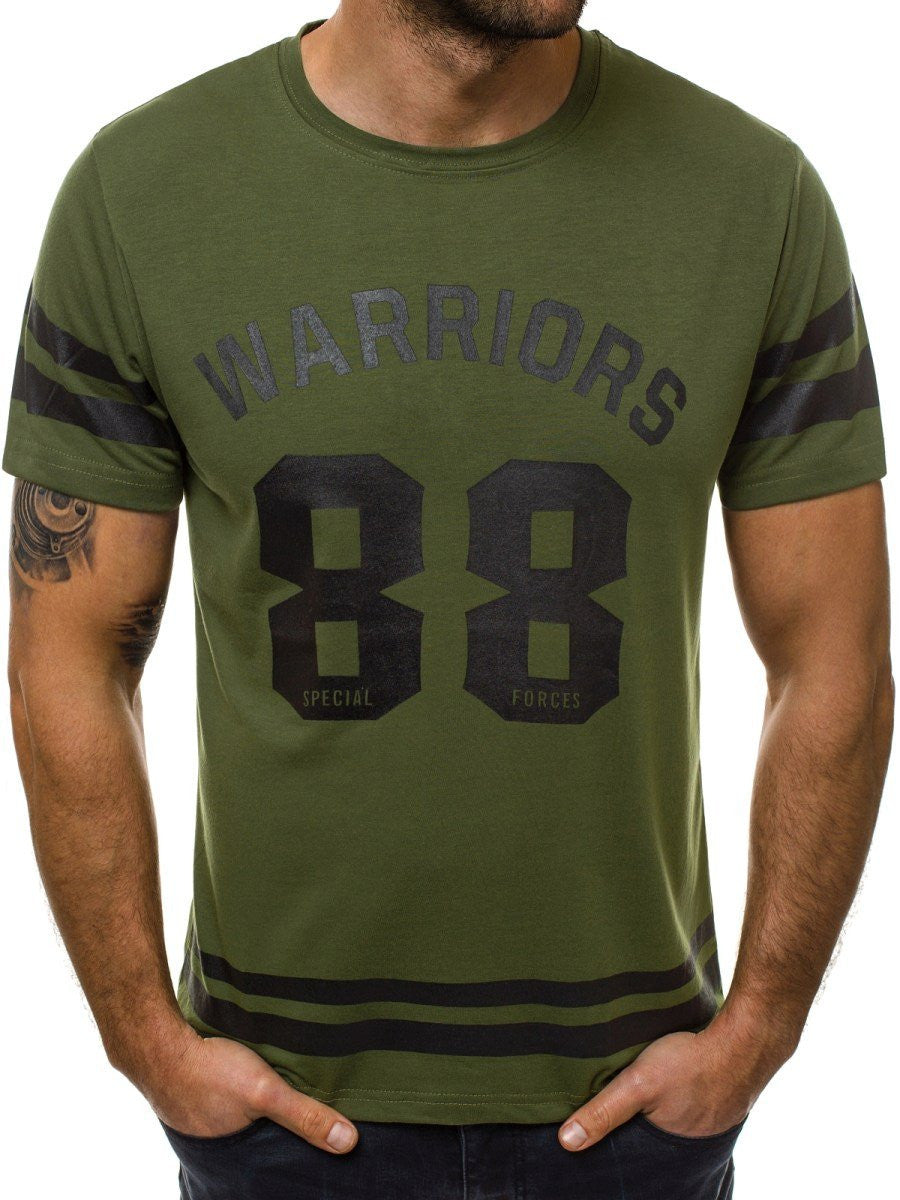 Men's New Fashion Sports Fitness T-shirt Men's Letter Round Neck Short Sleeve T-shirt