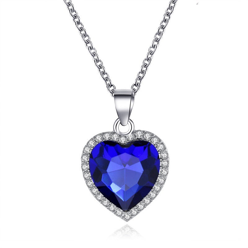 Titanic Heart Of The Sea Blue Heart Love Eternal Pendant Necklace