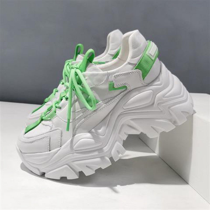 Net Red Thick-soled White Shoes Leather Trifle White Increased Single Shoes