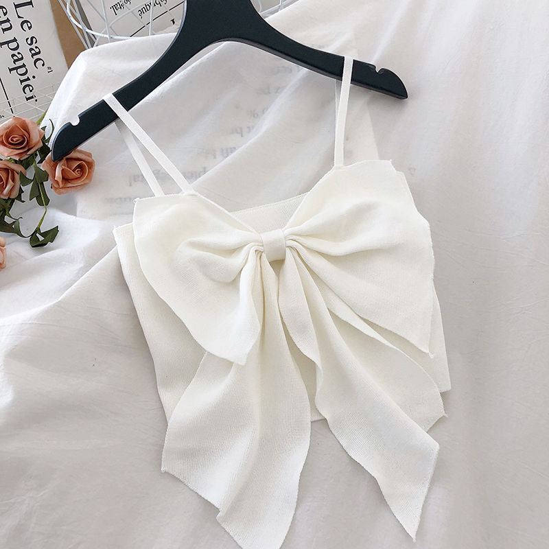 Camisole Women's Bowknot Women's Outer Wear Short Slim Slimming Knit Top