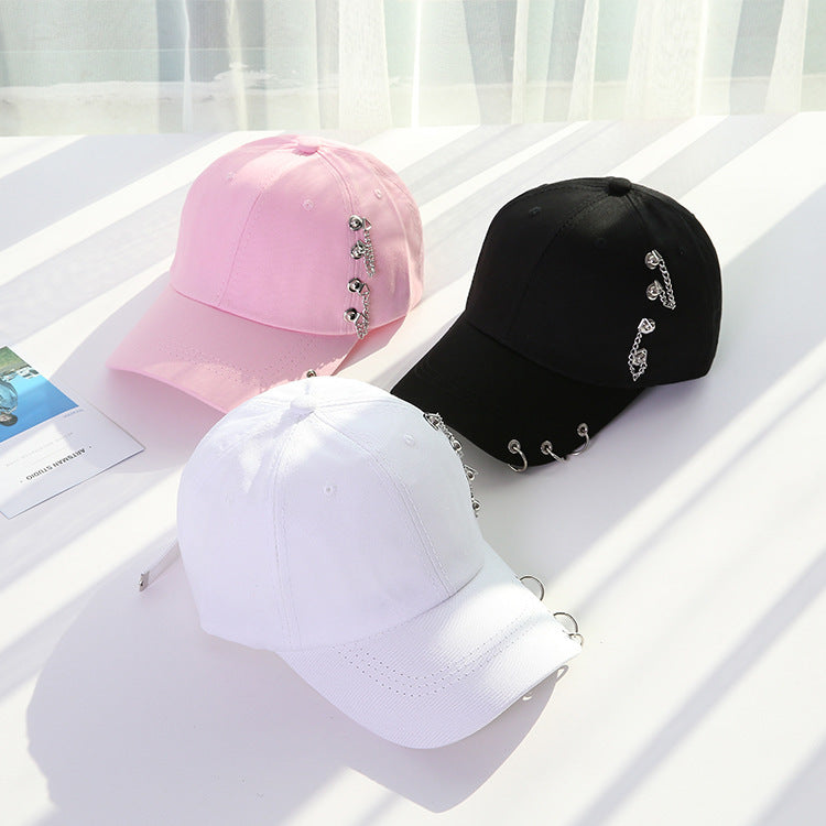 Korean version of the chain hoop cap summer new tide personality street baseball cap male shade hip hop hat