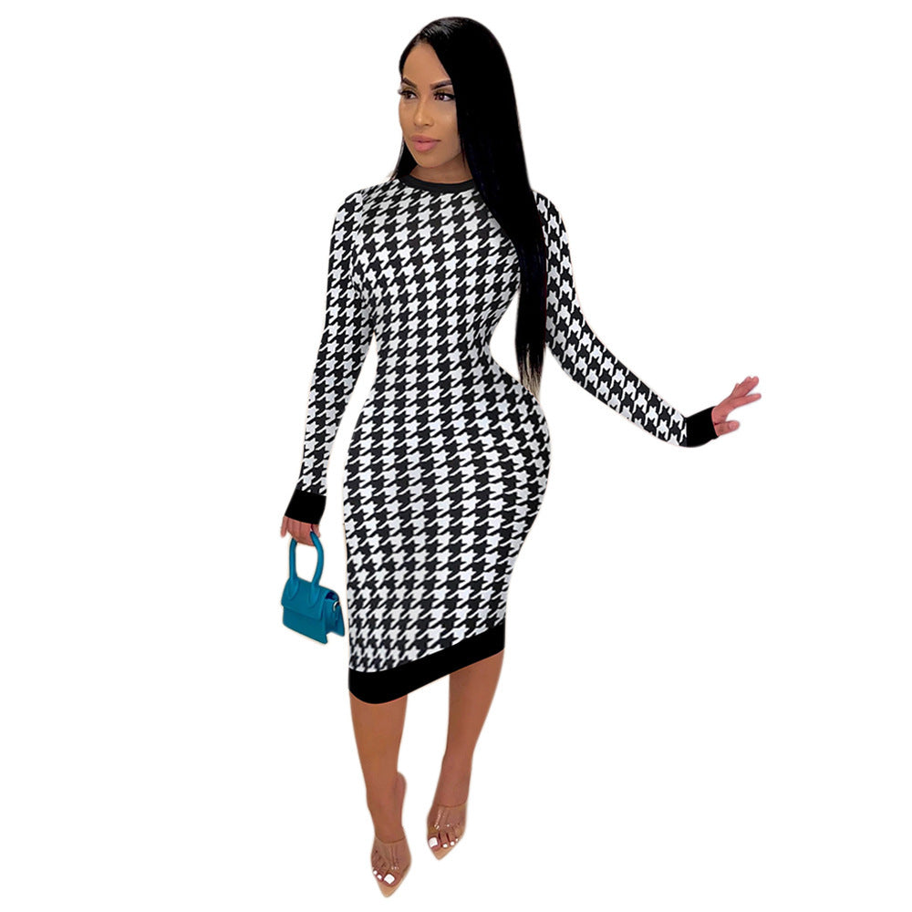 Irregular print ladies characteristic dress