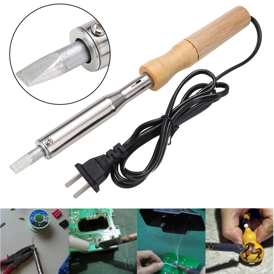 Electric pen with wooden handle
