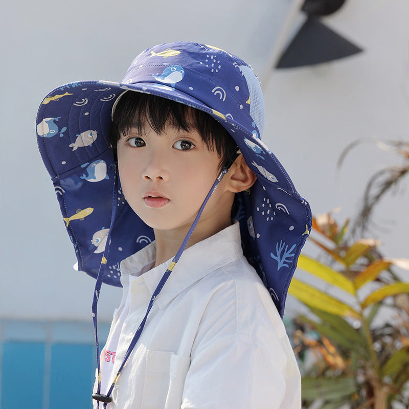 Baby Sunshade Thin Breathable Neck Protection Sun Hat Shawl