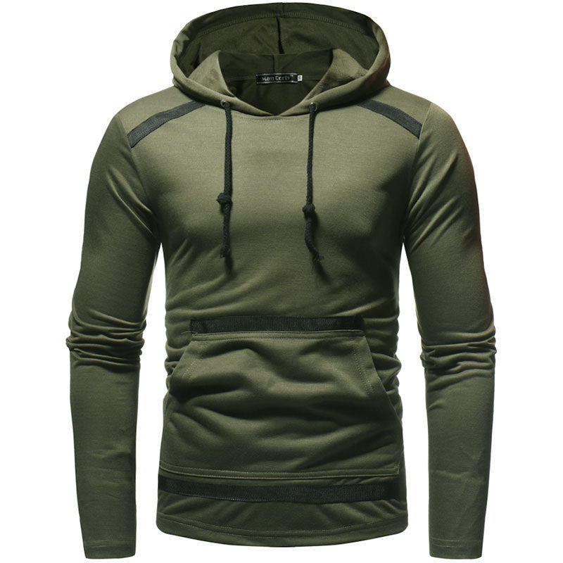 Contrast stitching hooded sweater