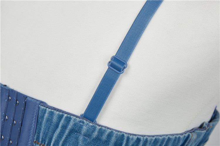 Raw washed vintage denim strap