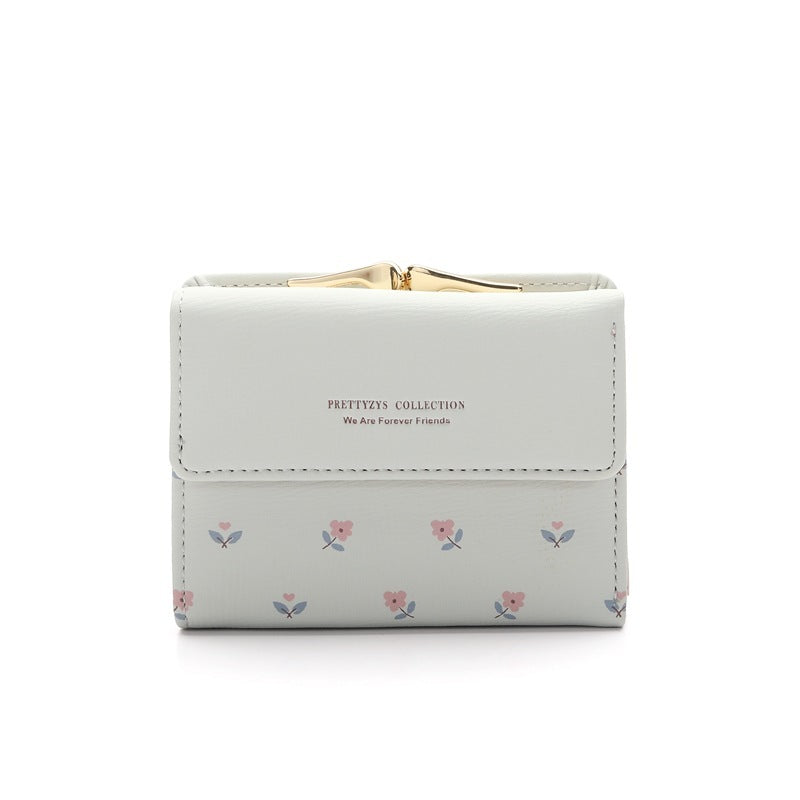 Fashion Women's PU Printed Tri-fold Clip Coin Purse