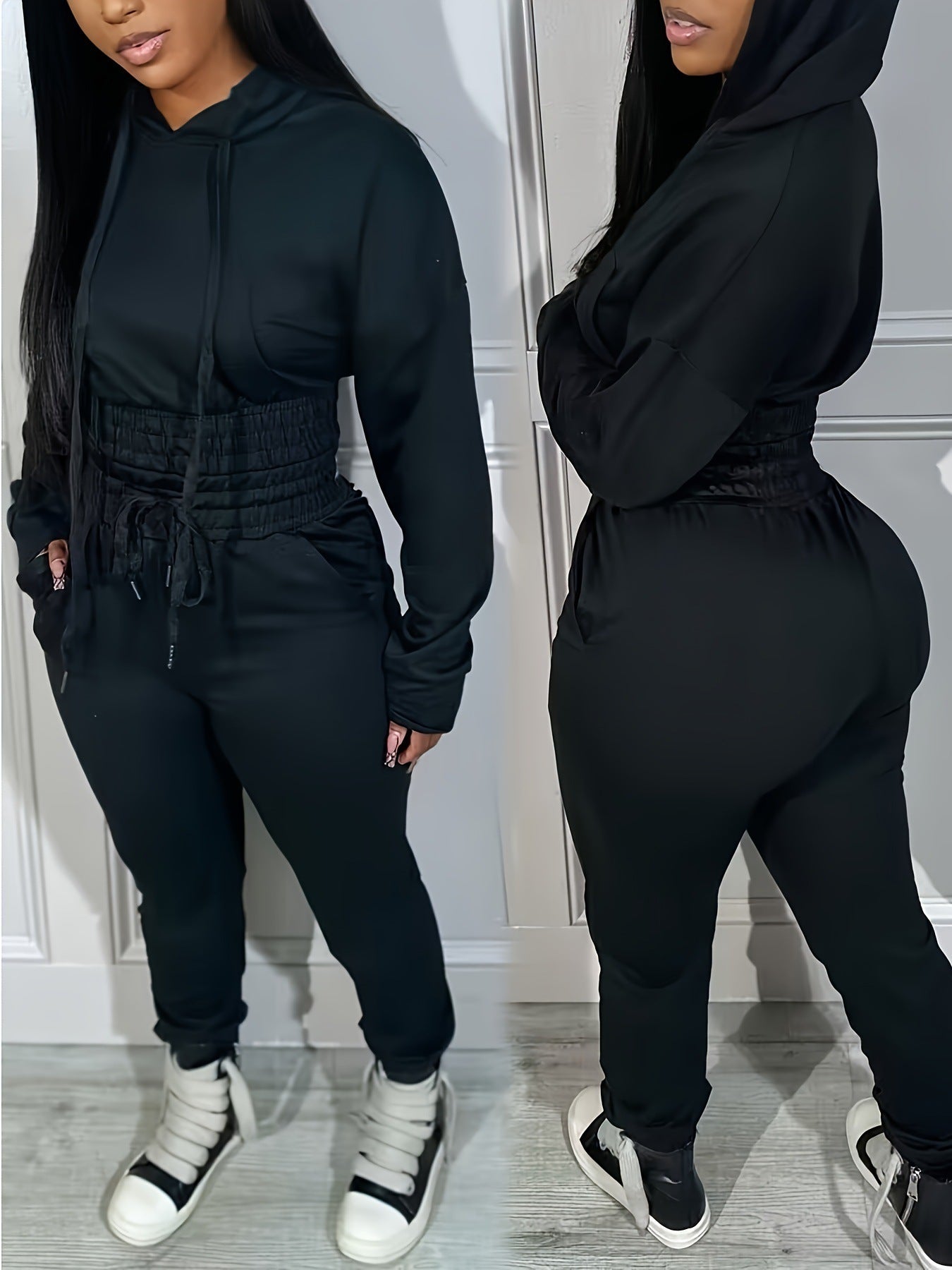 Girdle Casual Hoodie And Cuff Jogging Sweatpants