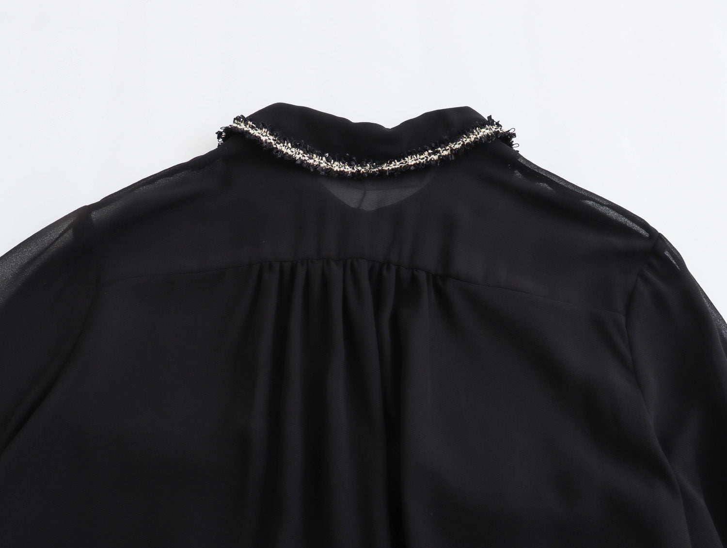 Autumn New European And American Style Texture Patchwork Pocket Decorative Chiffon Loose Shirt
