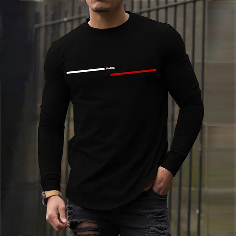 European And American Men's Letter Printing Long-sleeved Round-neck Pullover