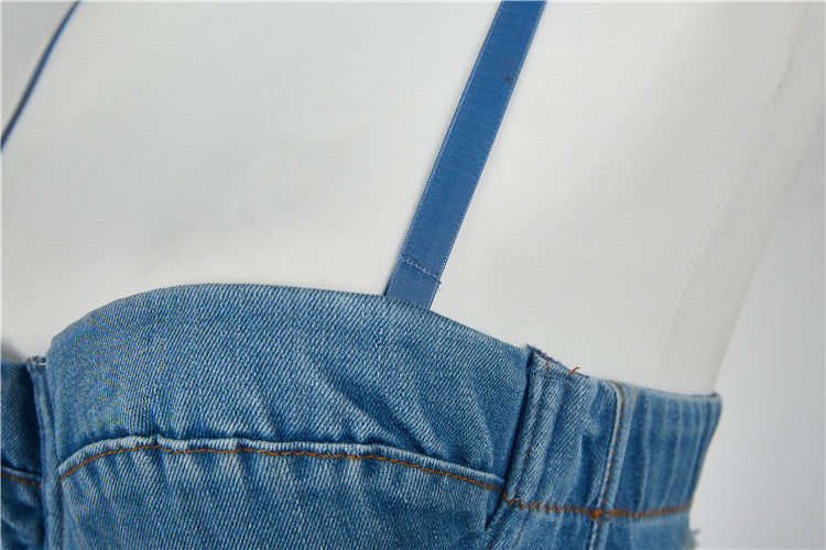 Raw washed vintage denim strap