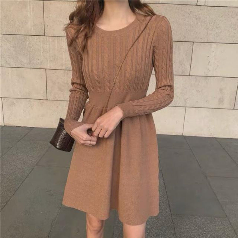 Autumn And Winter Temperament Waist-controlled Base Ride Dress