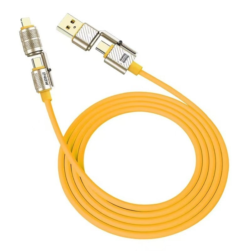 120W Zinc Alloy Fast Charging Four-in-one Charging Multi-function Switching Interface Double Typec Bold Silicone Data Cable