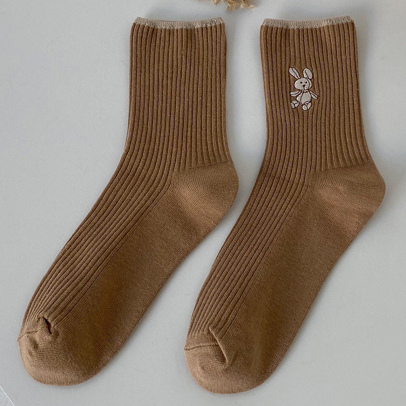 Autumn And Winter New All Cotton Cute Japanese Medium Tube Socks Female