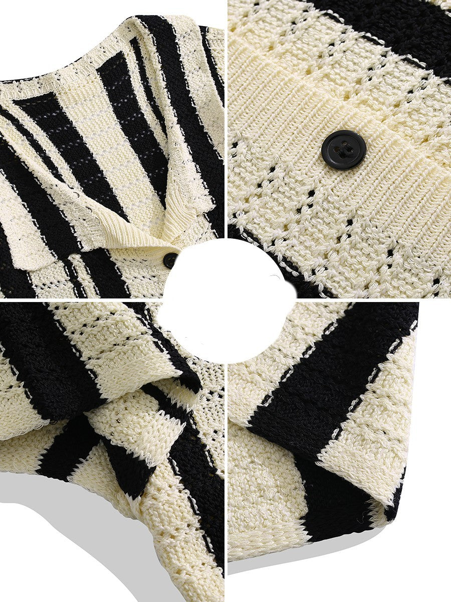 Empty Polo Collar Stripes Shirt