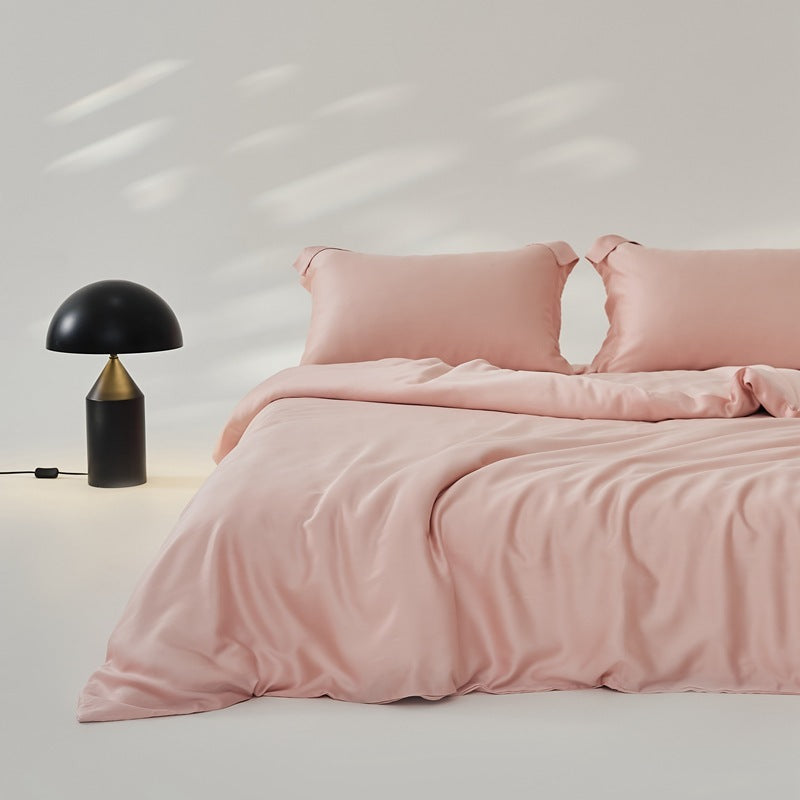 Summer Pure Color Silky Lyocell Cool Feeling Ice Silk Four-piece Set