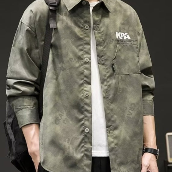 Japanese-style Retro Camouflage Shirt Men