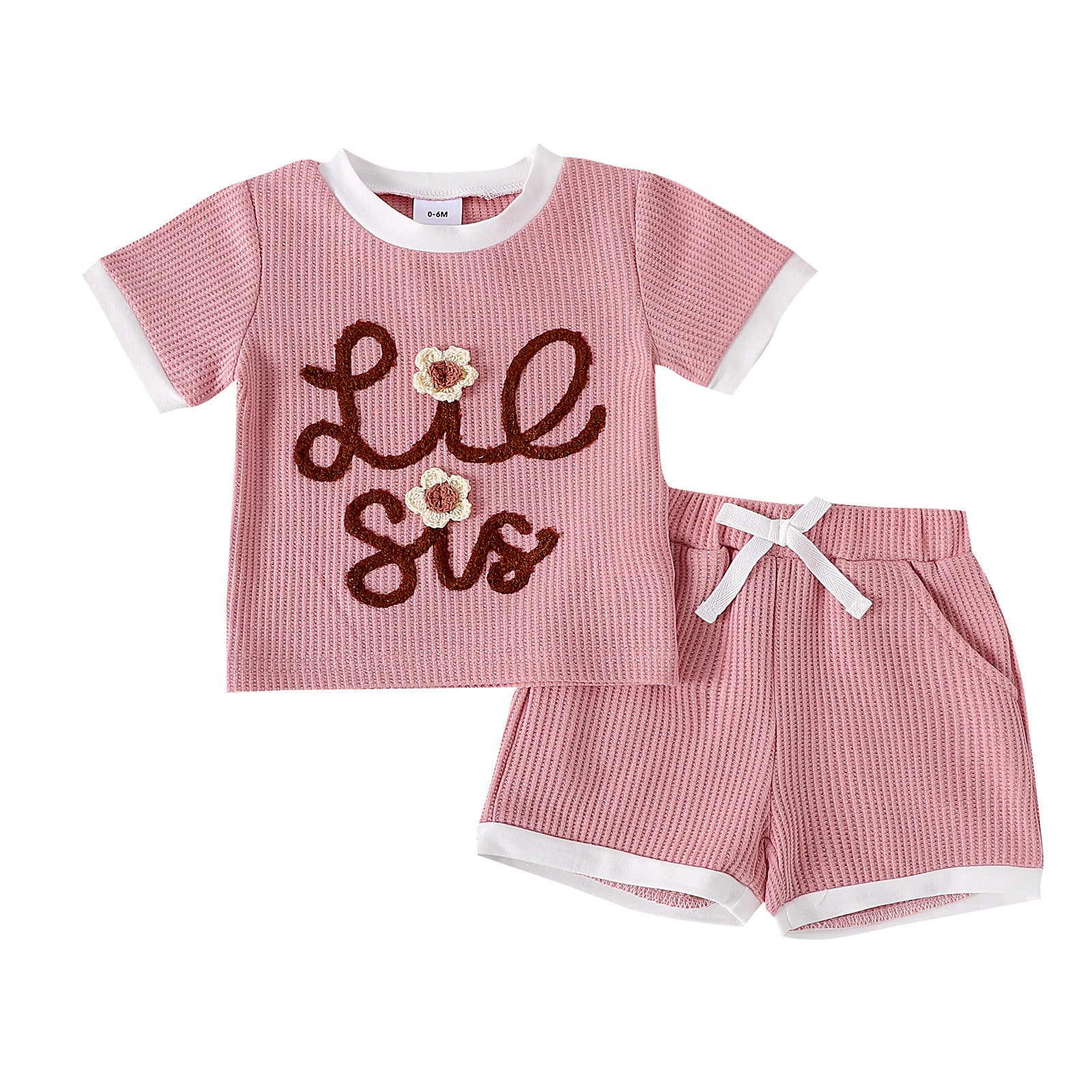 Waffle Towel Embroidery Flower Suit