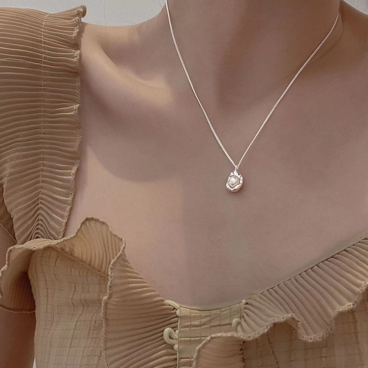 Fashion Geometry Pattern Oval Pearl Necklace For Women