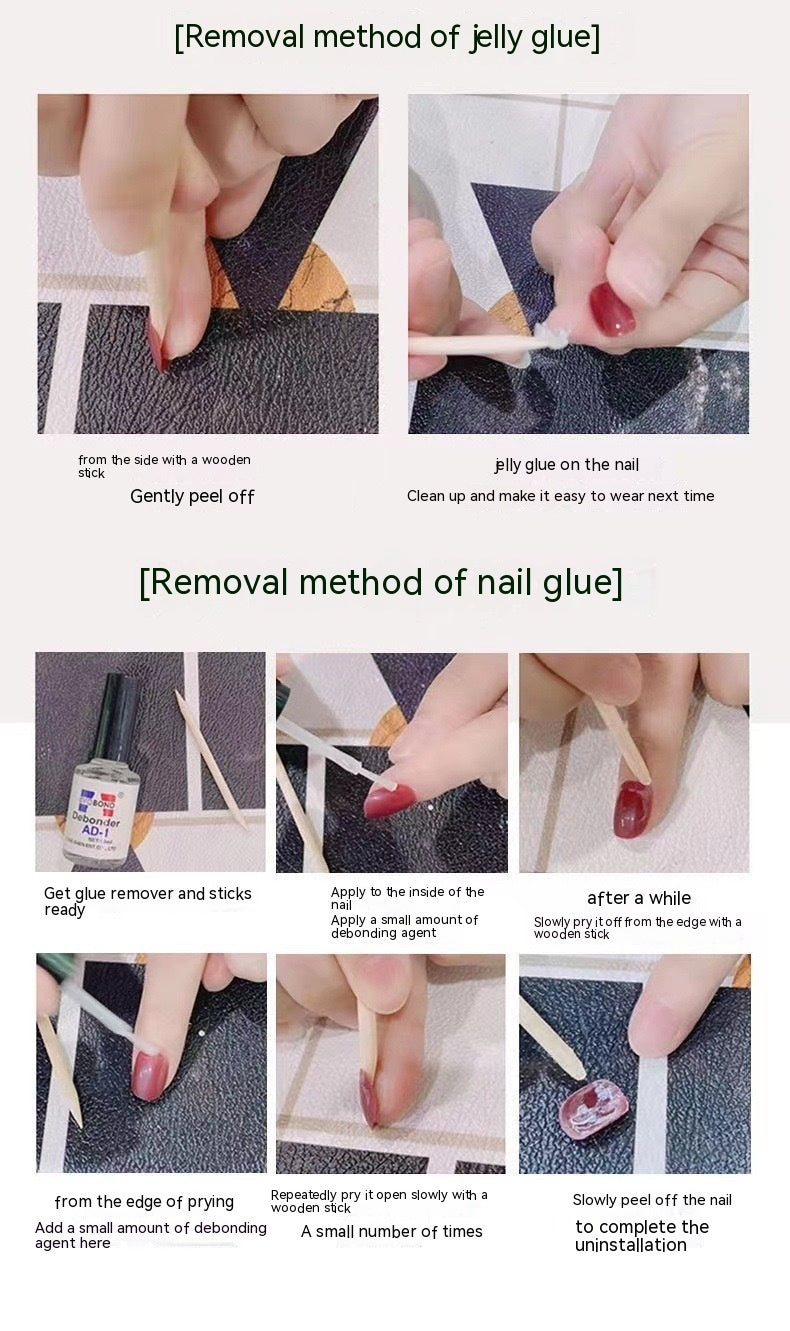 Handmade Blac Peach Heart World Hand Nail Sticker