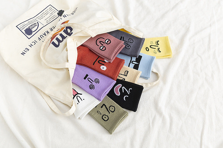 Funny expression jacquard socks