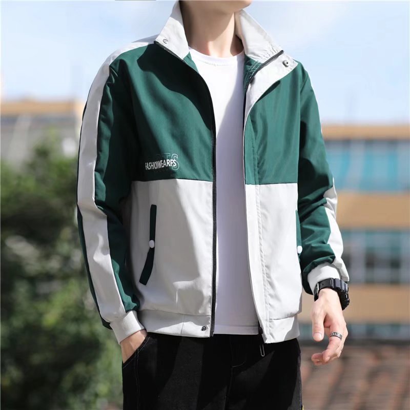 Autumn Clothing Coat Men's Spring New Korean Style Trendy Handsome Top Spring And Autumn Clothes Men's Stand Collar Jacket