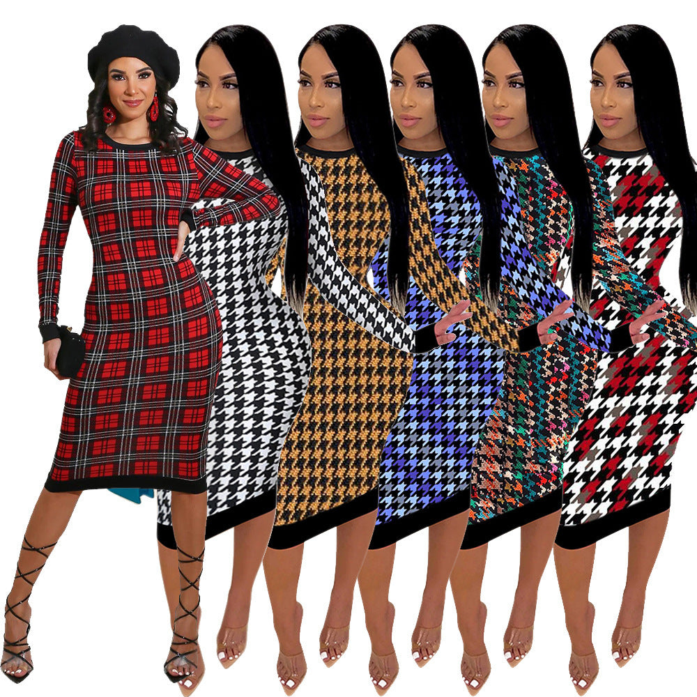 Irregular print ladies characteristic dress