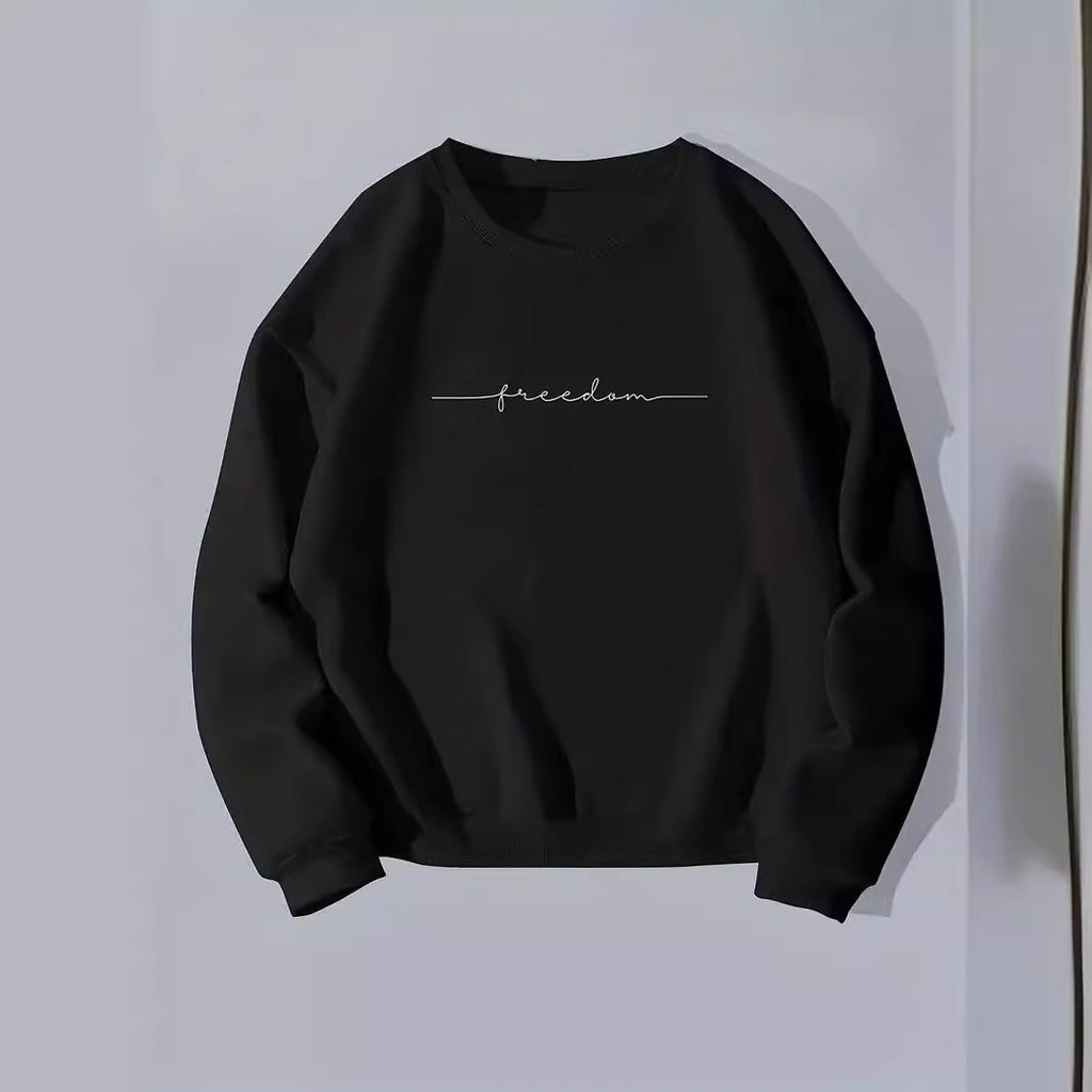 European And American Men's Letter Printing Long-sleeved Round-neck Pullover