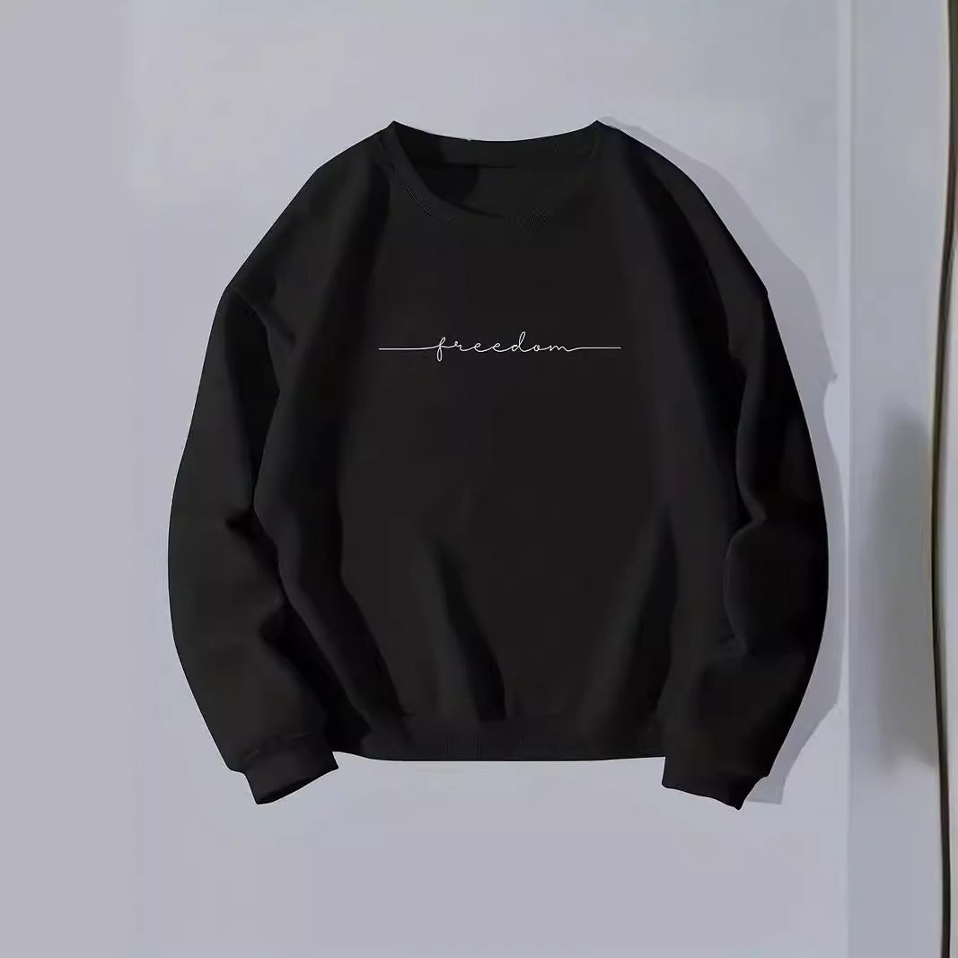 European And American Men's Letter Printing Long-sleeved Round-neck Pullover