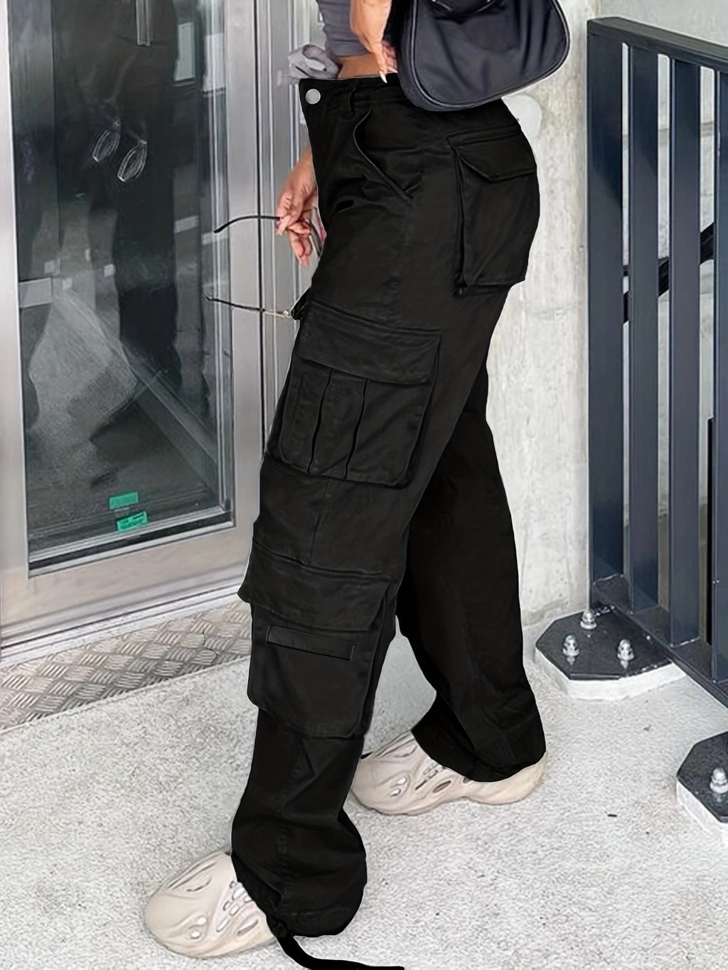 Street Multi-pocket Cargo Pants Mop Pants Solid Color Loose