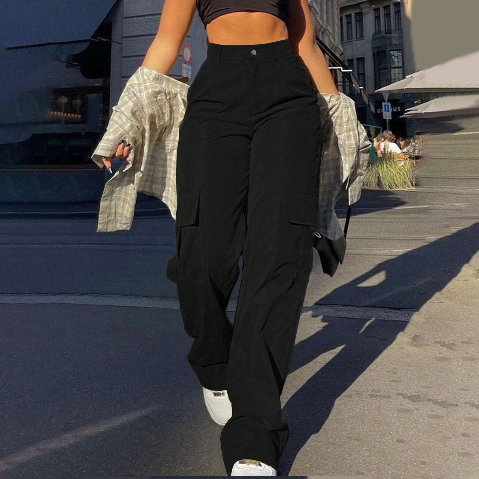 Multi-Pocket Workwear Straight-leg Trousers