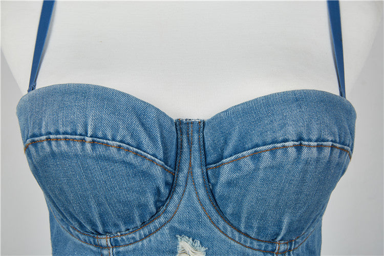 Raw washed vintage denim strap