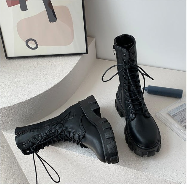 Zippered heightened platform Martin boots