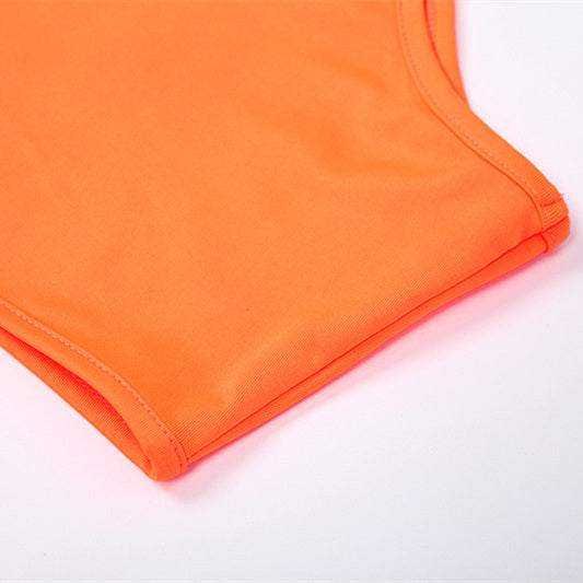 New women's sling round neck hollow two-piece skirt