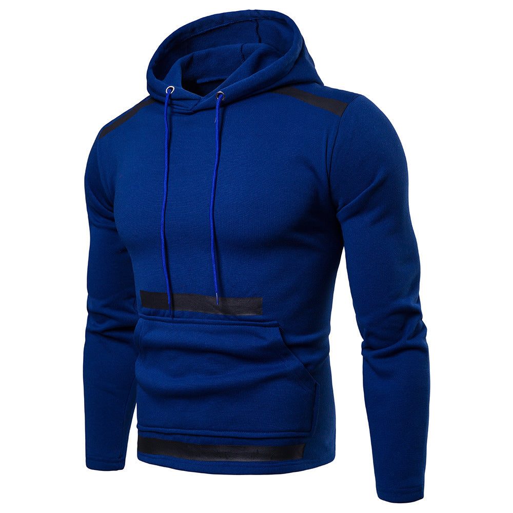 Contrast stitching hooded sweater