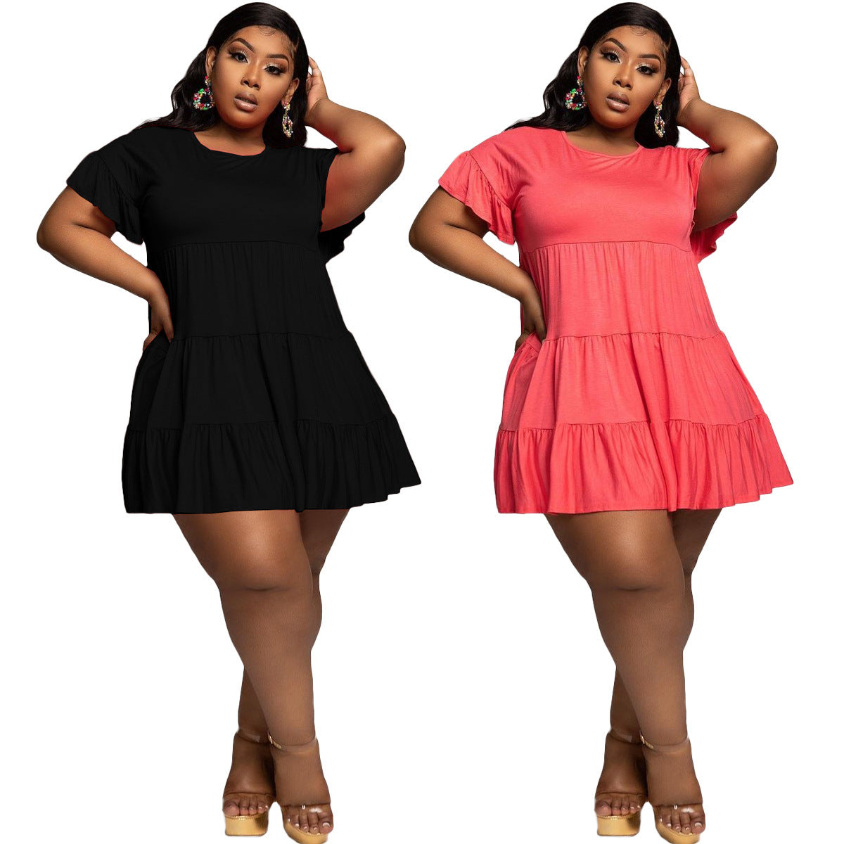 Large Size Stitching Fashion Casual Simple Dress
