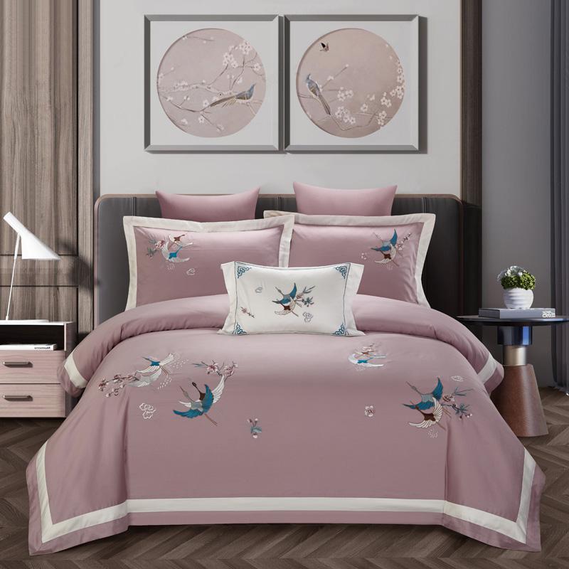 New Chinese Style Cotton 60s Long-staple Cotton Four-piece Cotton Embroidery Hotel Four-piece Hotel