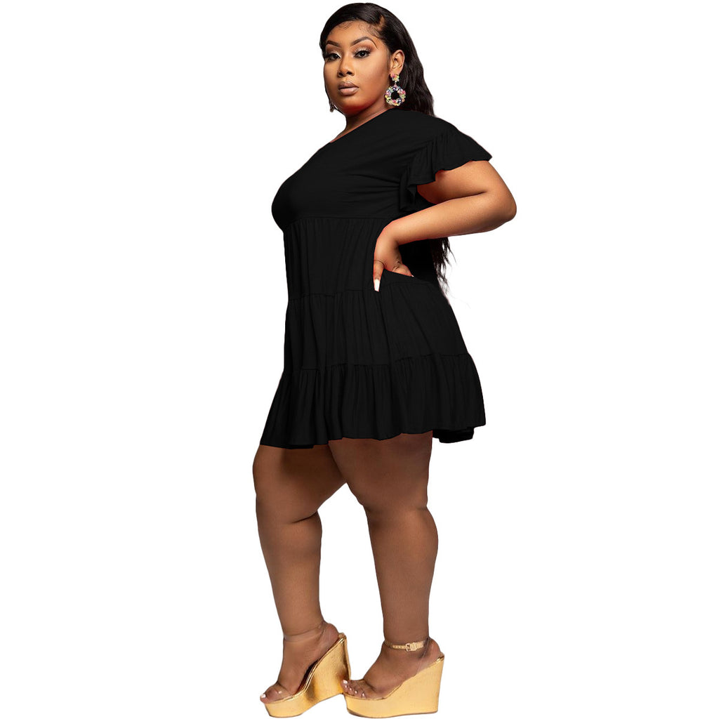 Large Size Stitching Fashion Casual Simple Dress
